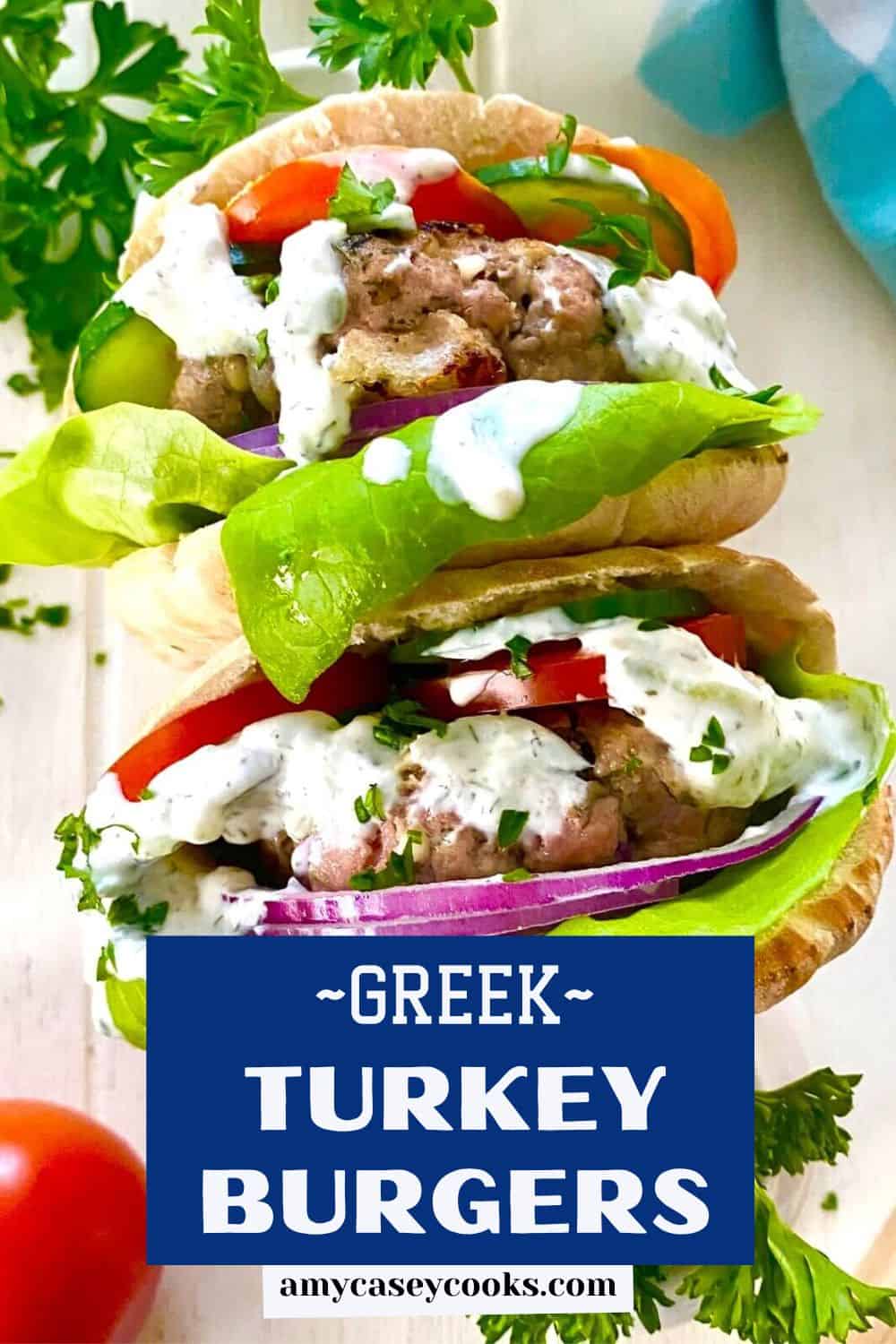 Greek turkey burgers in pitas.