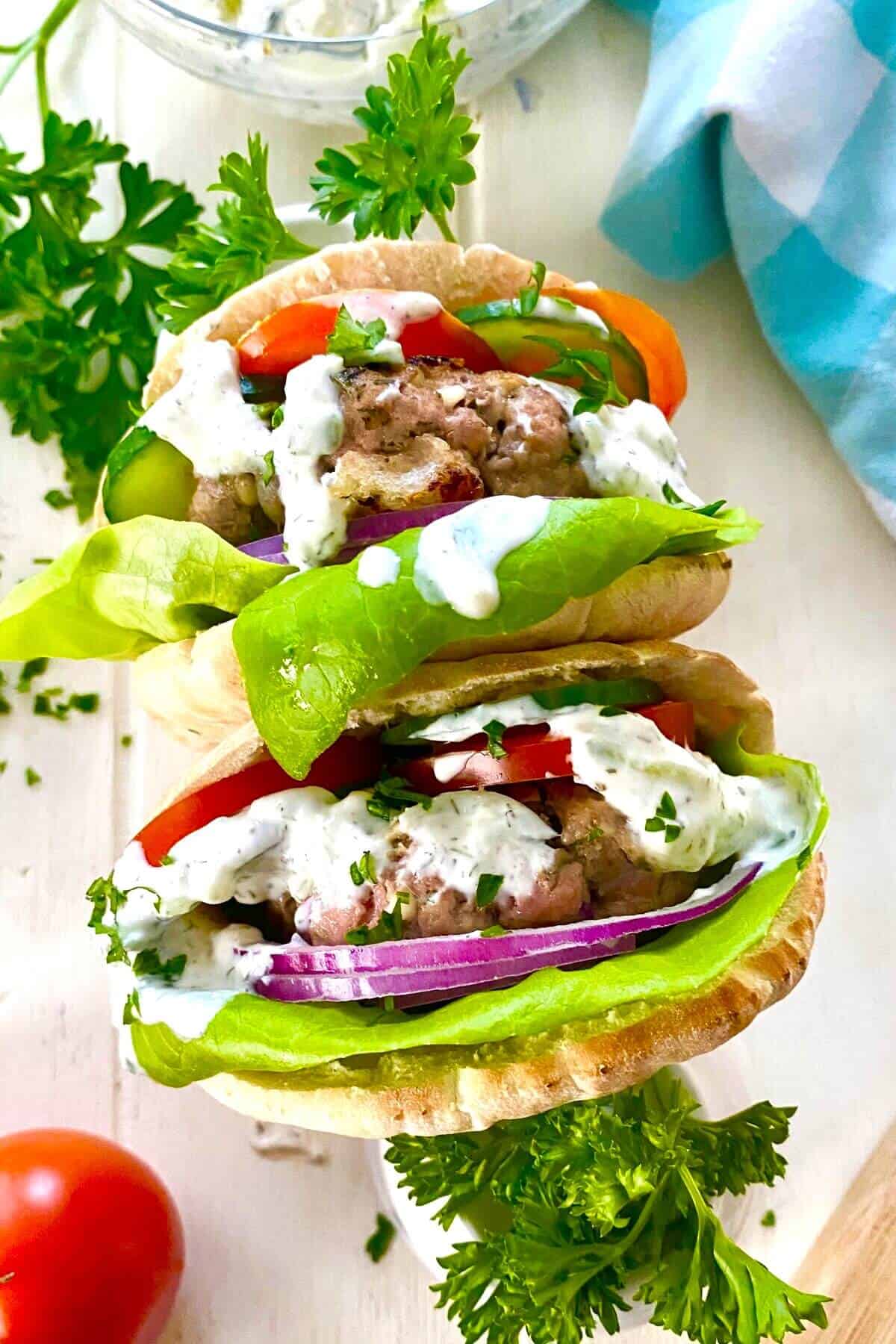 Mini Greek Turkey Burgers with Cucumber Tzatziki