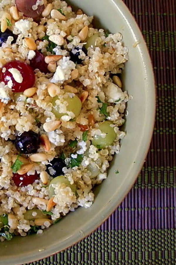 Quinoa Salad with Mango, Grapes, Blueberries and Pine Nuts