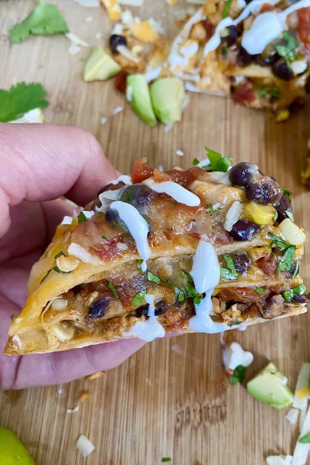 a wedge of a tortilla stack