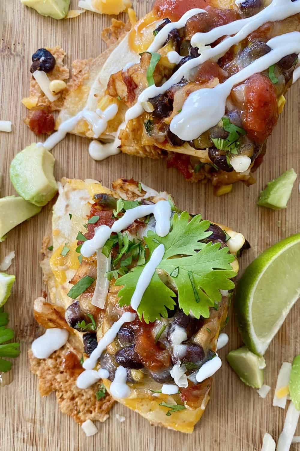 Tex-Mex Cheesy Chicken, Sweet Corn and Black Bean Tortilla Stacks