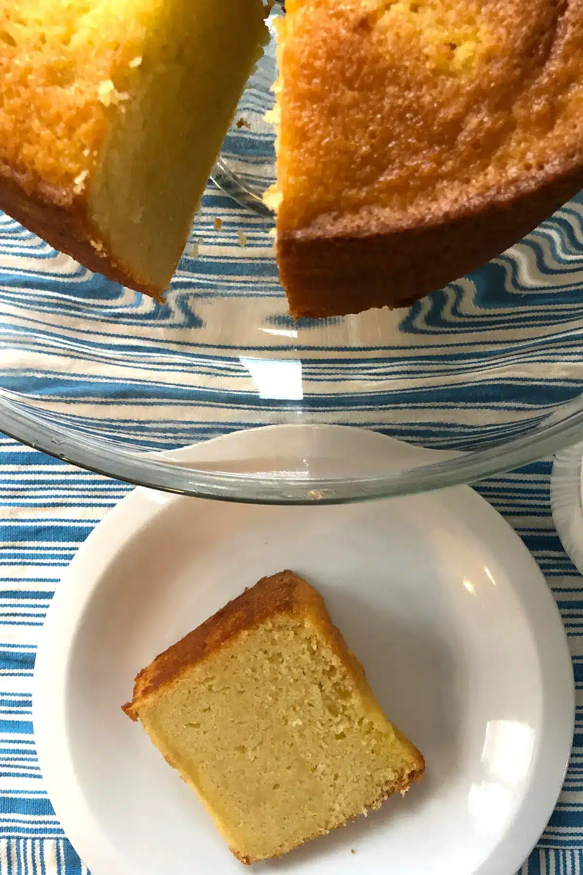 slice of pound cake and the whole cake.