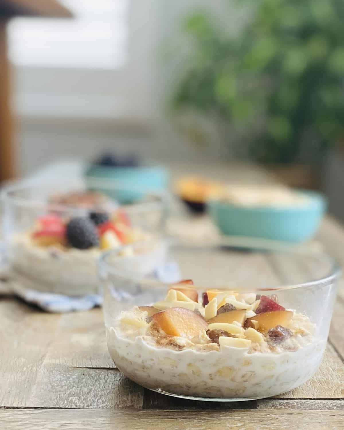 bowls of make ahead breakfast oatmeal