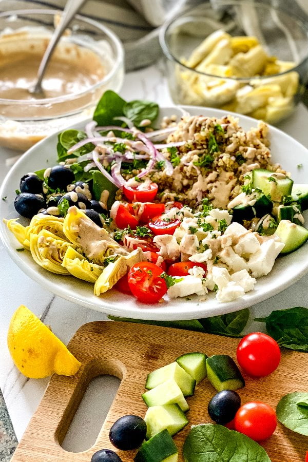 Mediterranean Quinoa Bowls with Maple Tahini Dressing