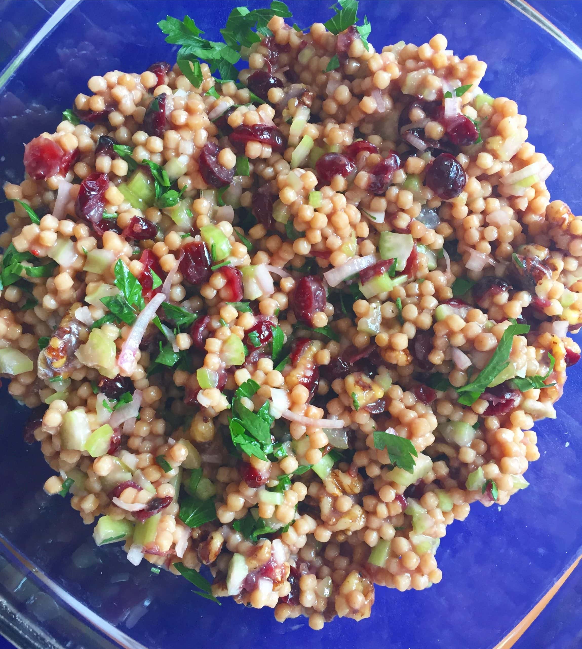 Orange Scented Couscous Salad with Cranberries & Maple Pecans