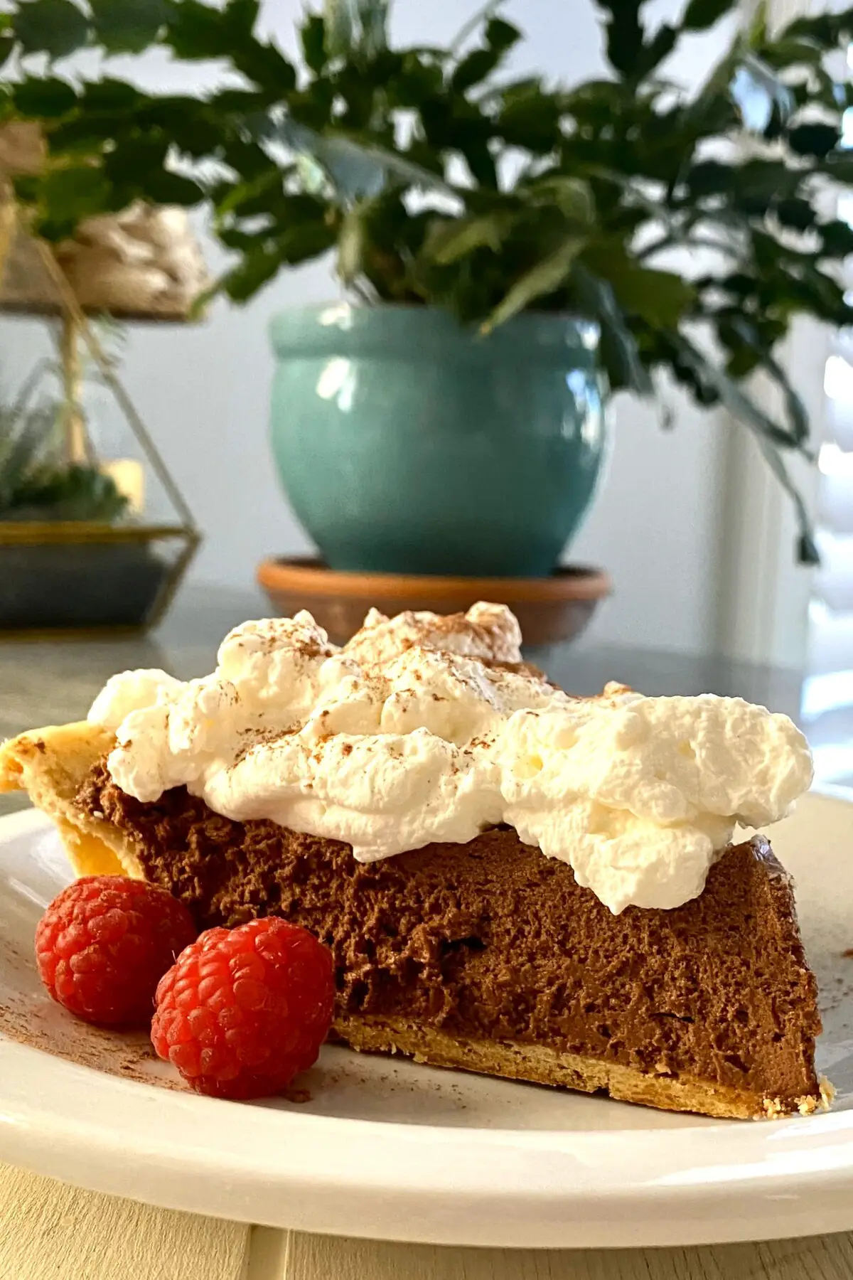 slice of French silk pie, recipe better than Bakers Square.