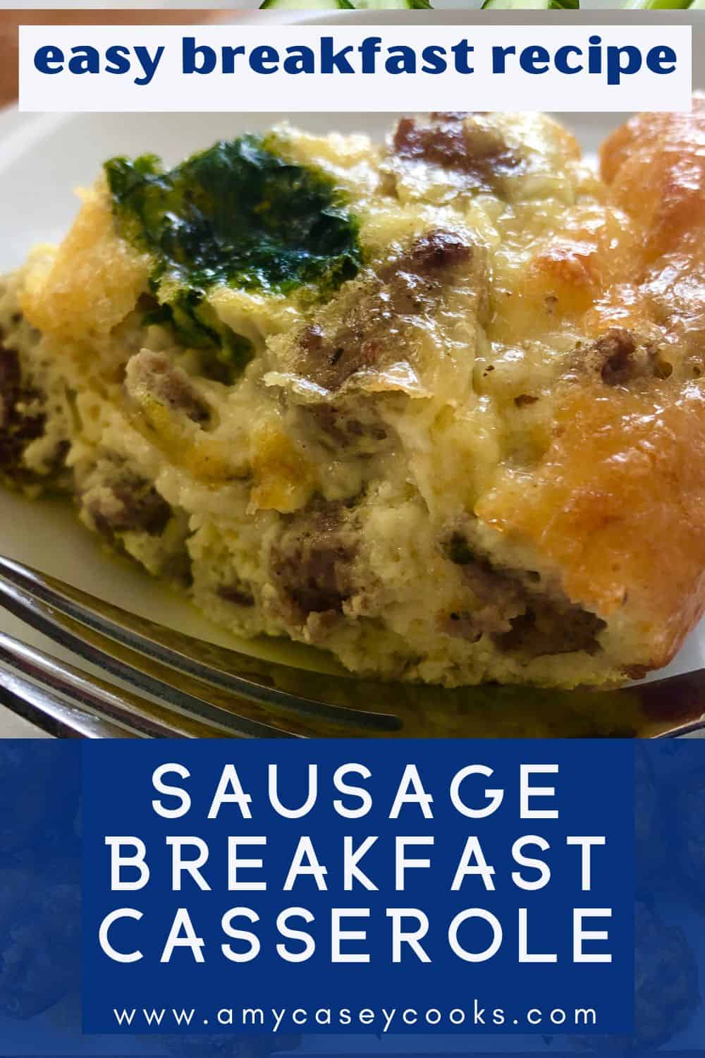 Easy Breakfast Casserole with Sausage, Spinach and Cheddar Cheese