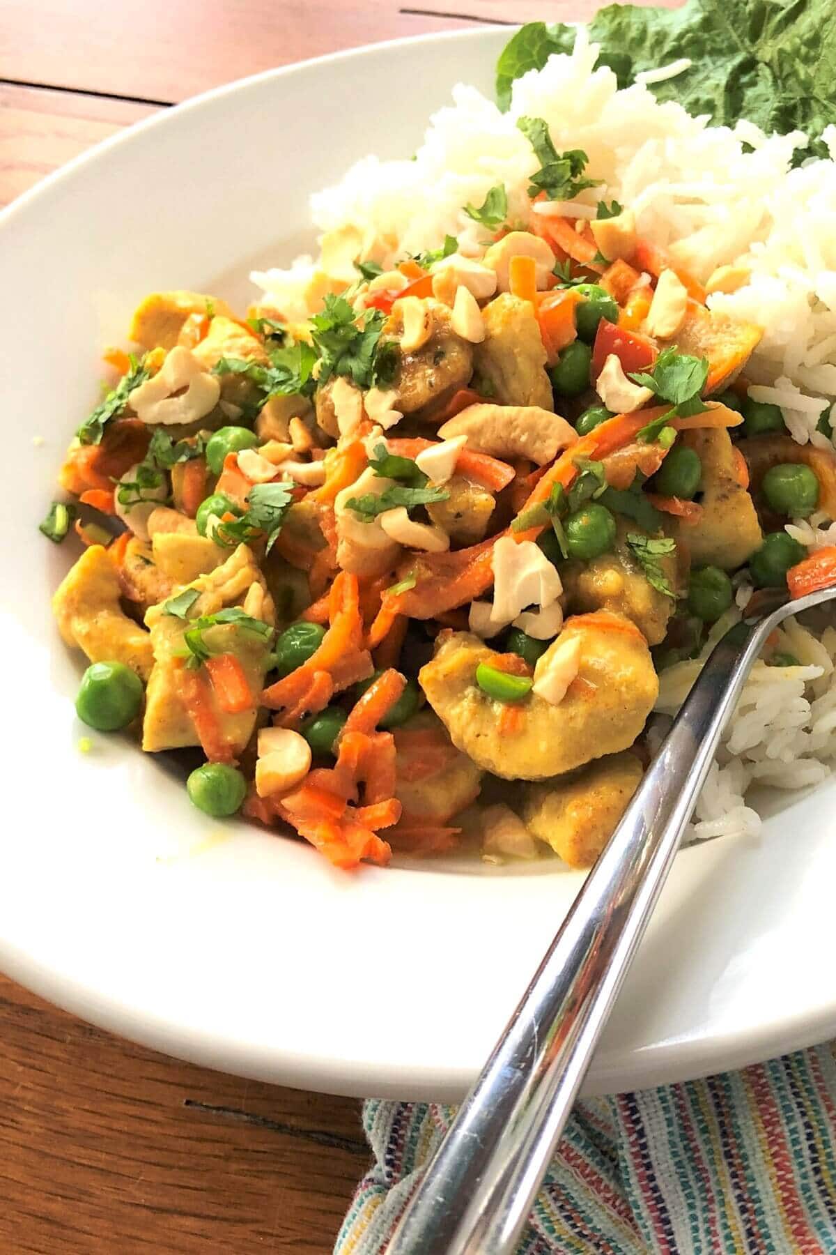 curry chicken in a bowl.