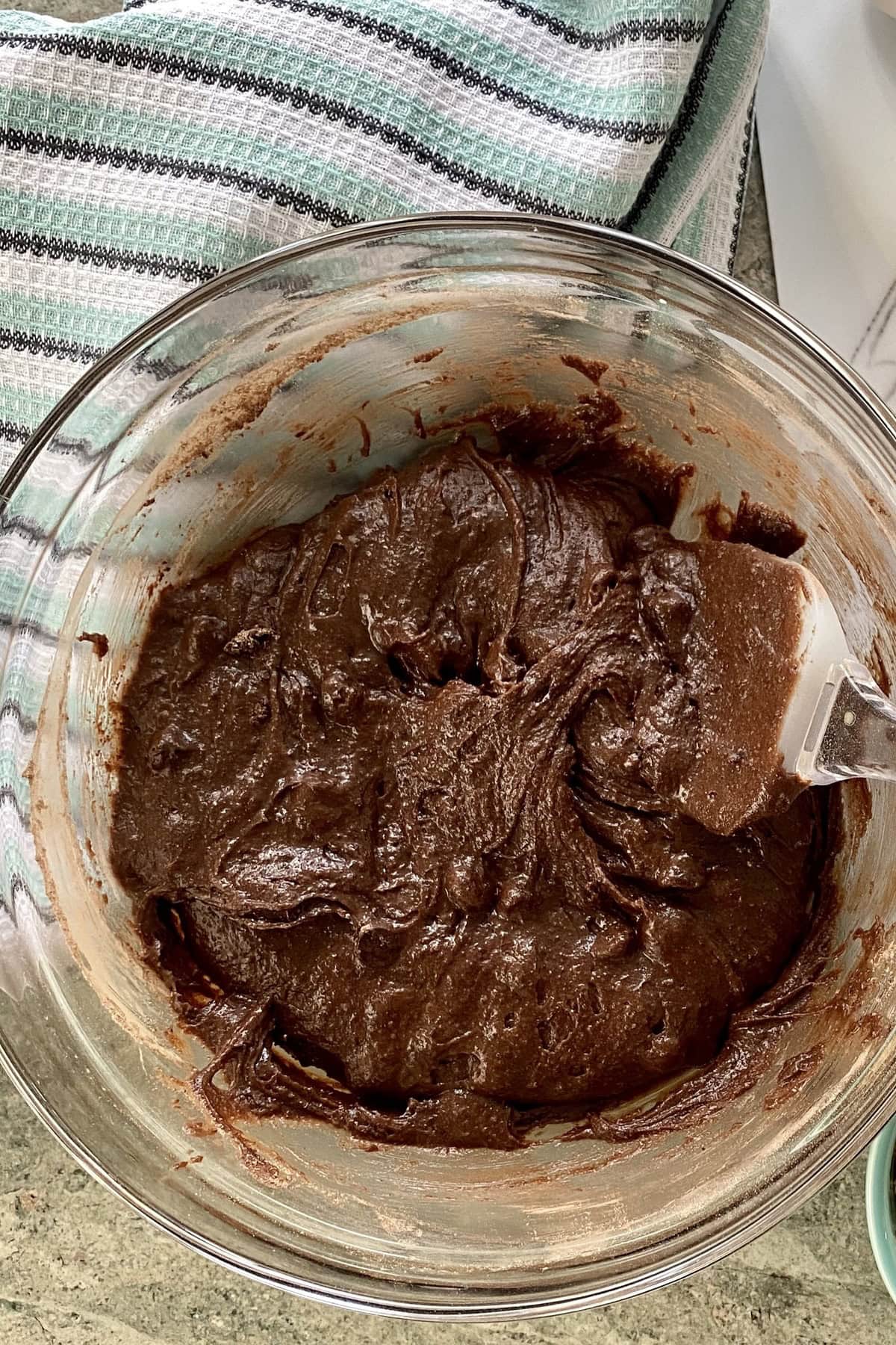 Brownie batter in a bowl.