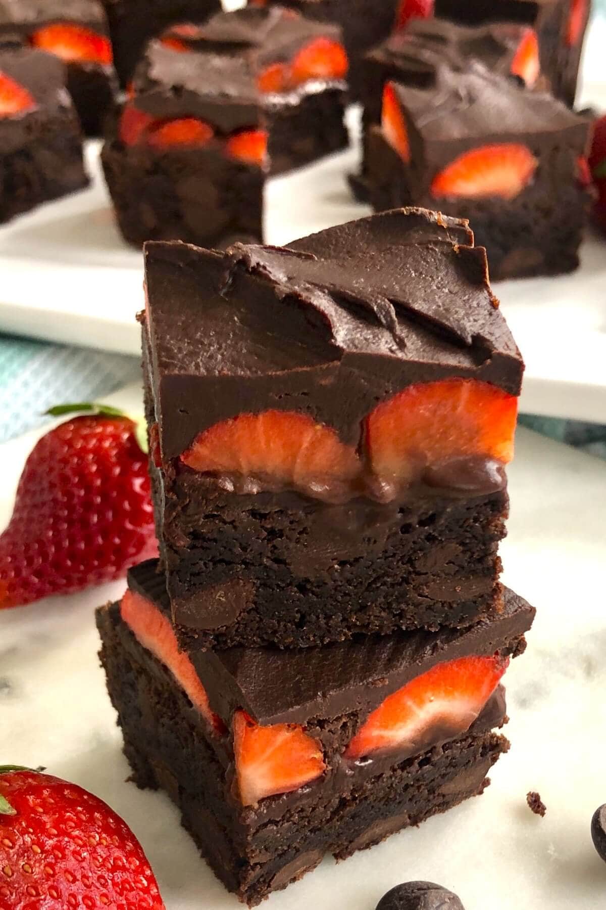 Chocolate Covered Brownie with Strawberries {Fudgy!}