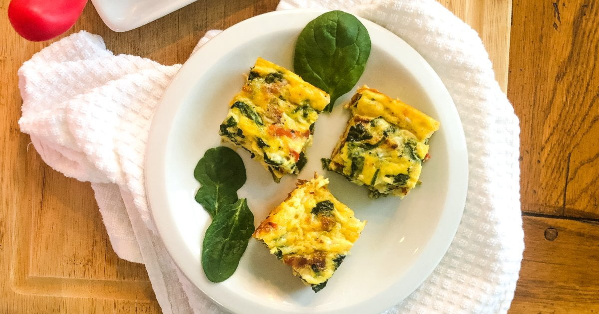 3 squares of crustless quiche