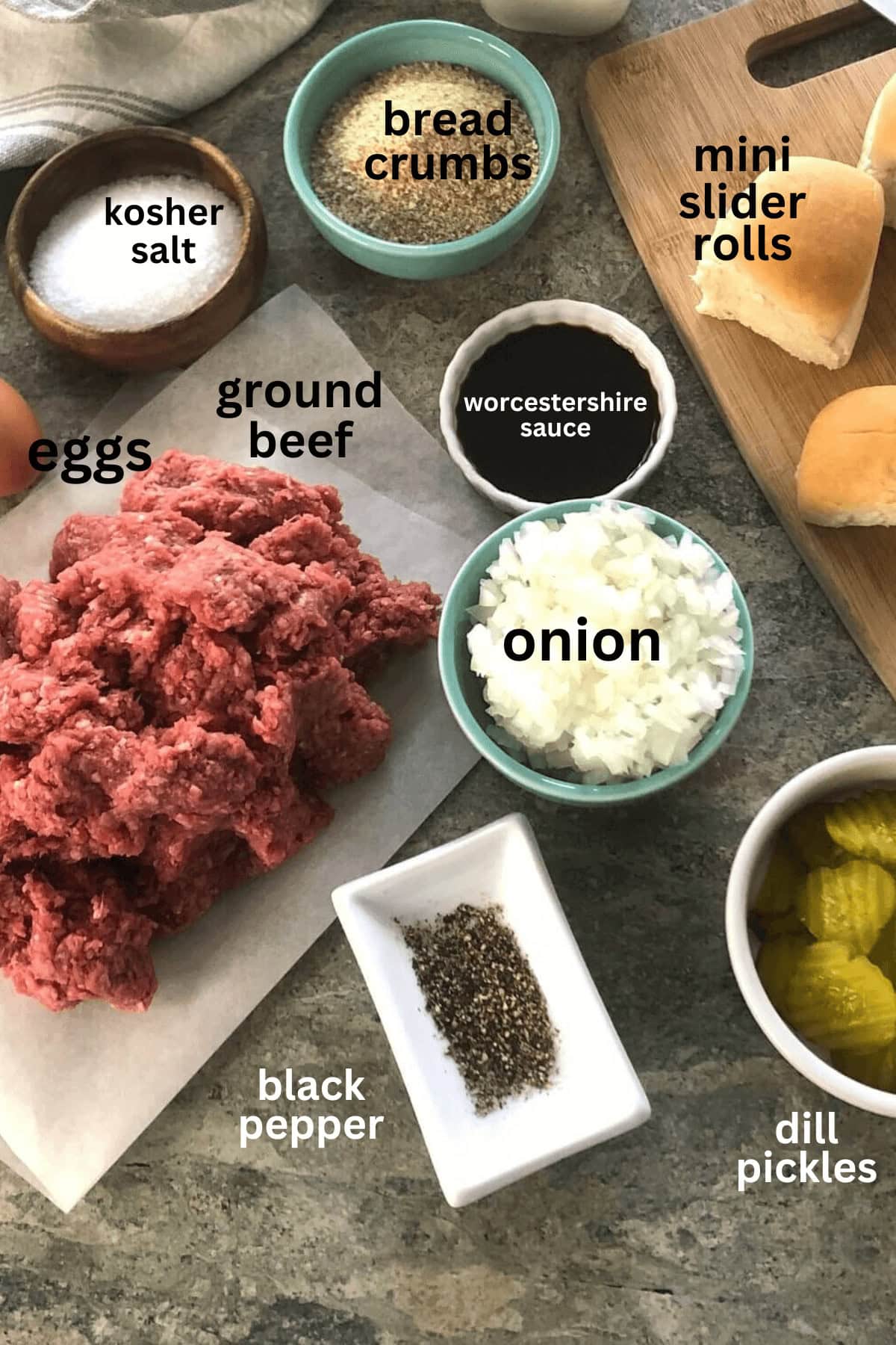 ingredients for sliders.