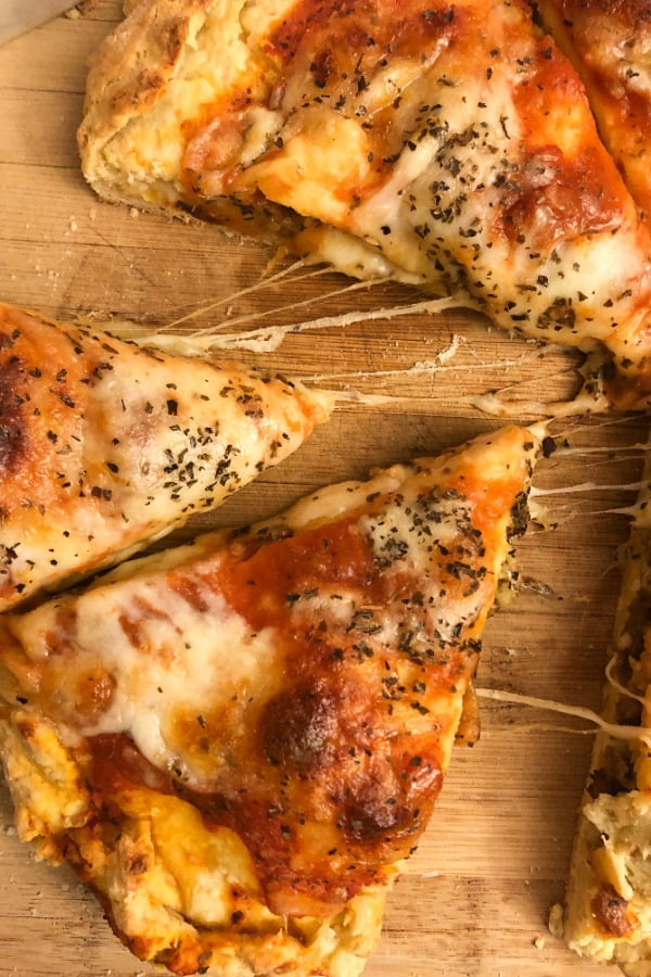 3 slices of stuffed pizza with melting cheese