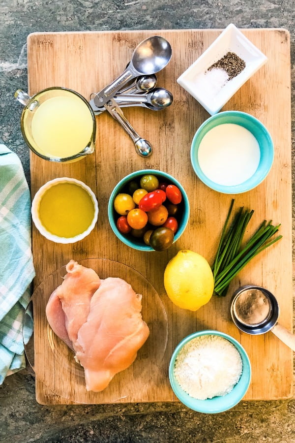 Ingredients for chicken saute with pomodoro tomato sauce