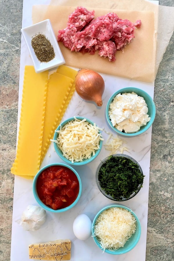 raw ingredients for making a lasagna