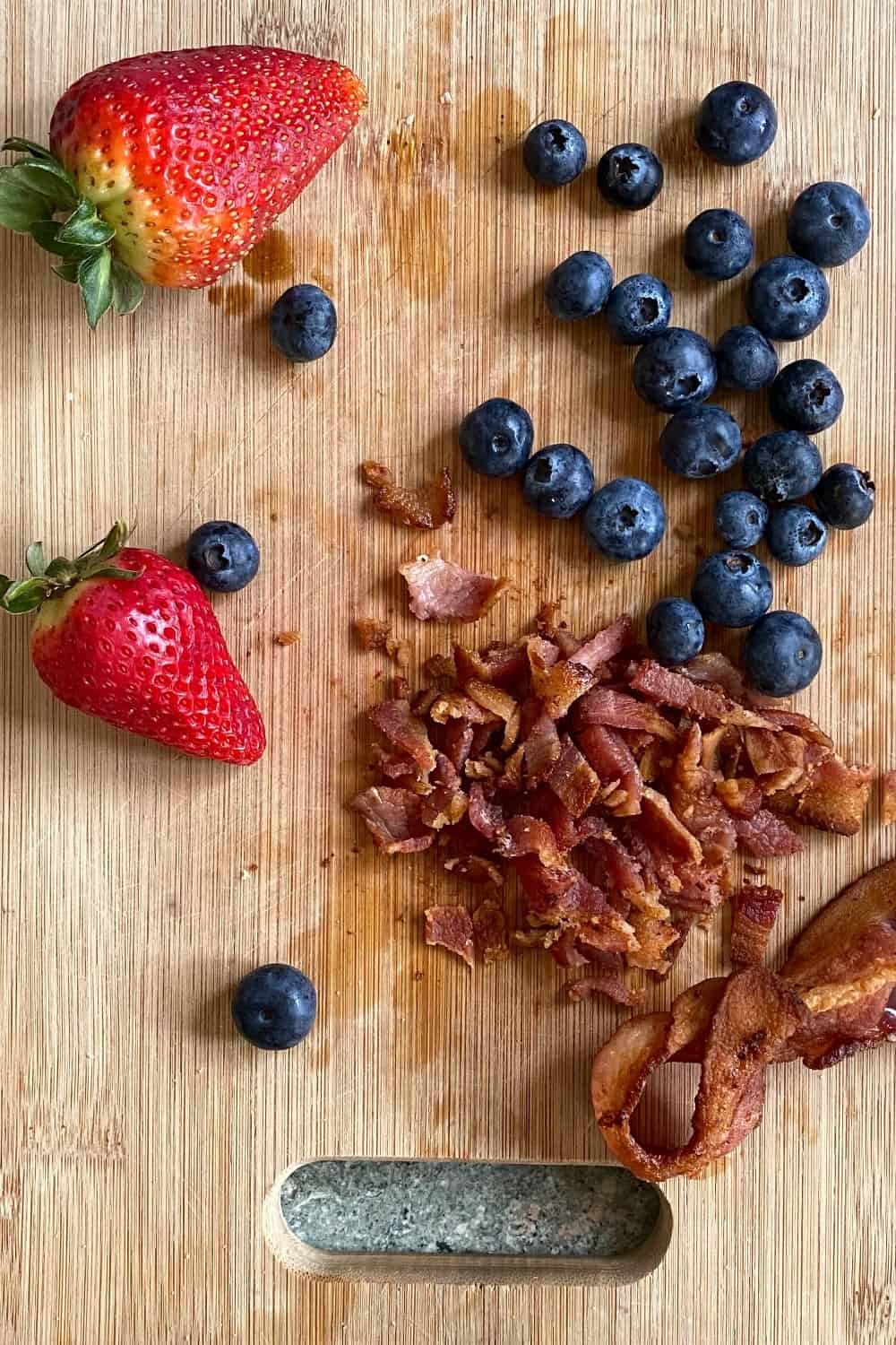 strawberries, blueberries and bacon