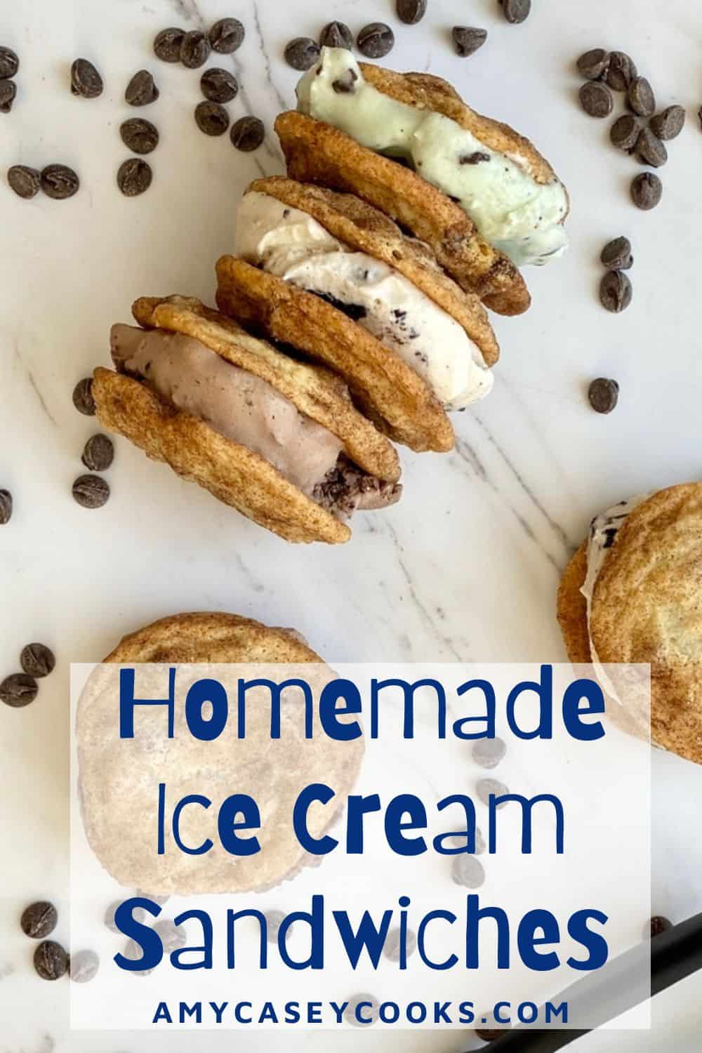 homemade snickerdoodle cookies made into ice cream sandwiches