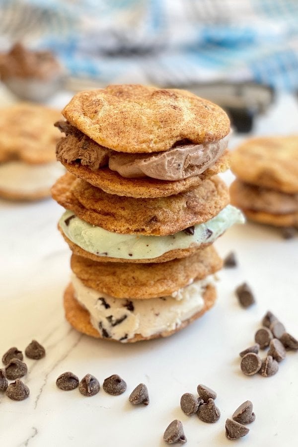 snickerdoodle cookies filled with ice cream to make sandwiches