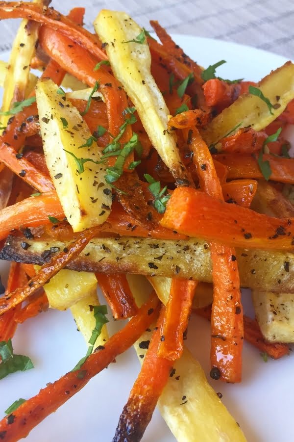 plate of carrot and parsnip fries