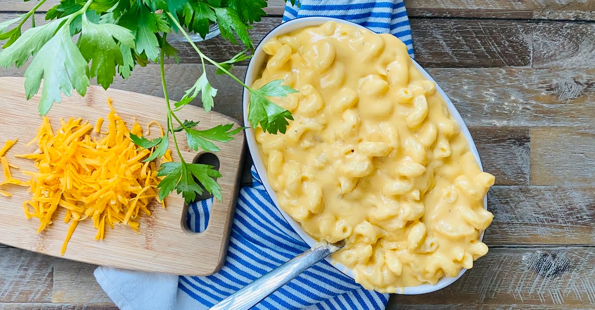 large bowl of mac and cheese