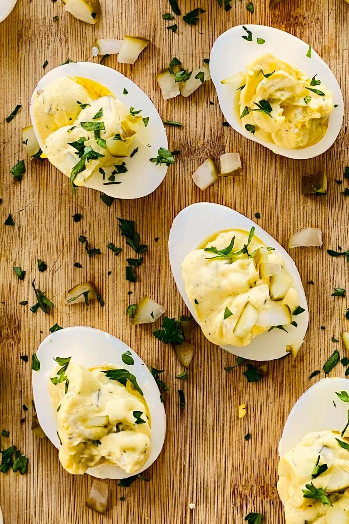 Deviled Eggs with Dill Pickles
