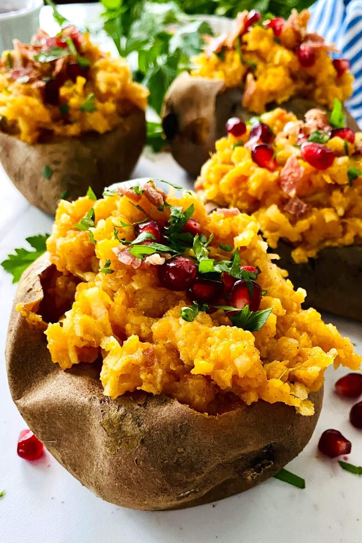 Stuffed Sweet Potatoes with Apples and Bacon