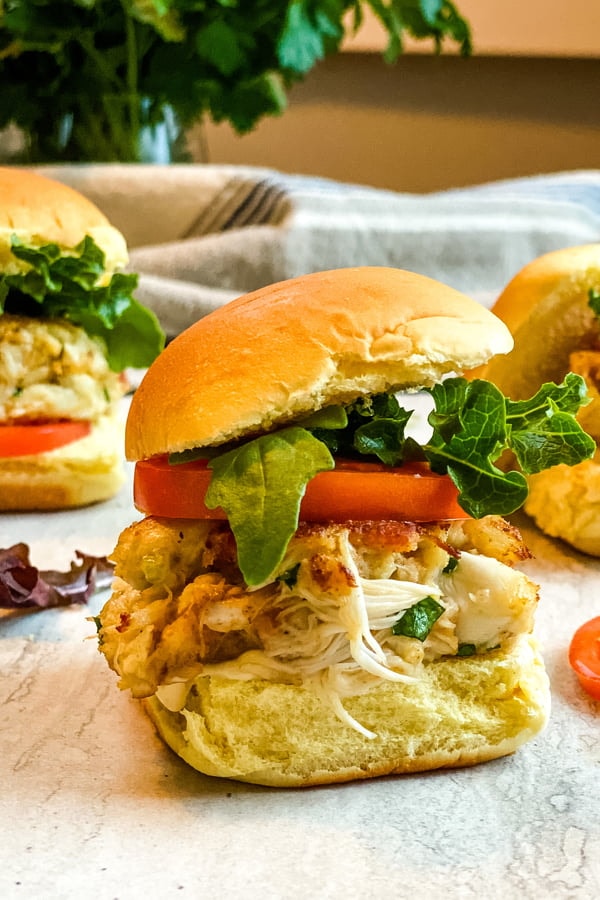 Mini Crab Cake Sandwiches with Bacon, Lettuce and Tomato
