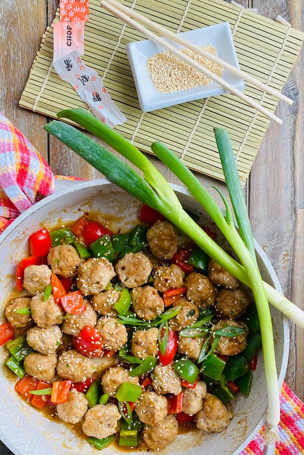 pan of teriyaki turkey meatballs