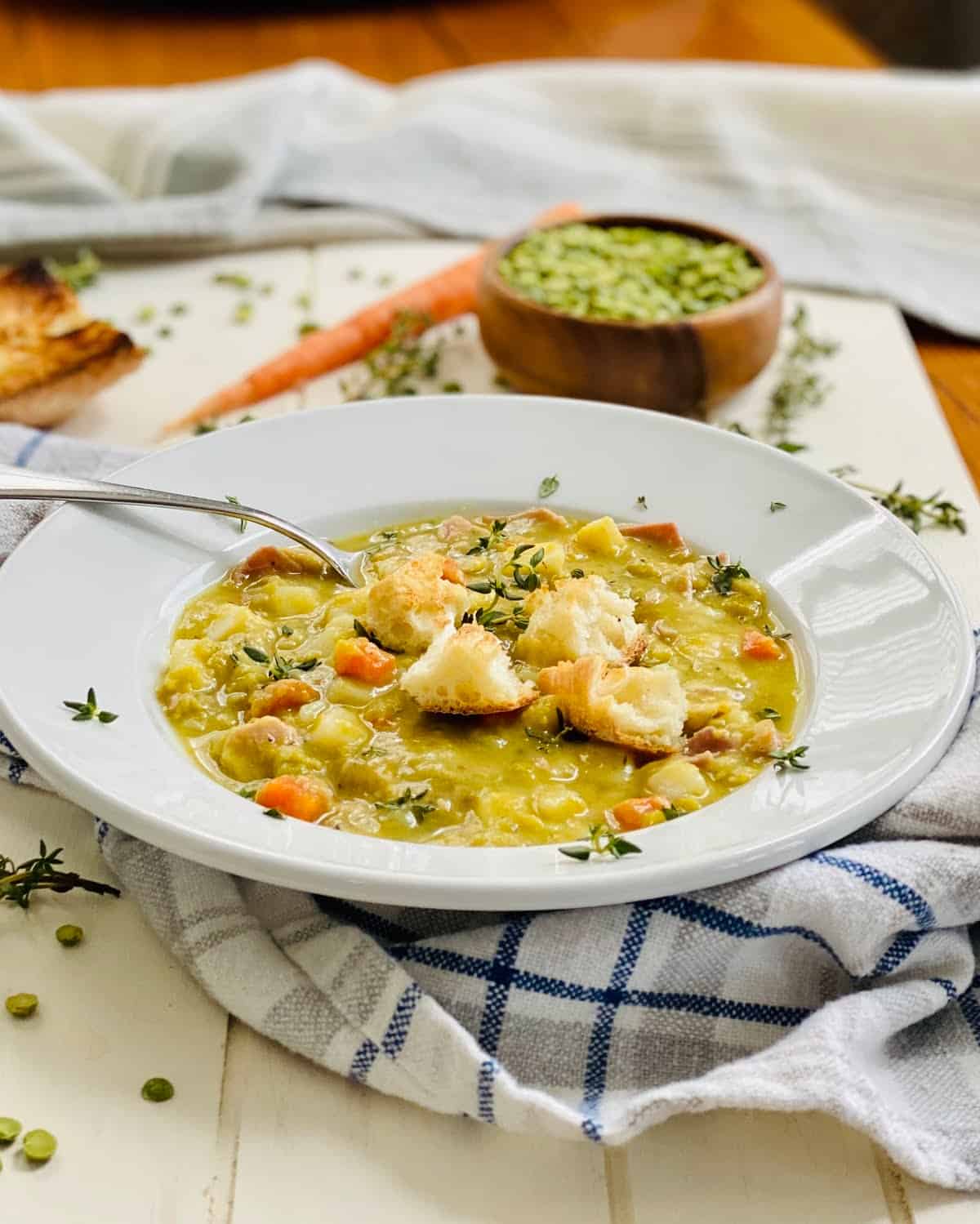 Hearty Split Pea Soup with Ham and Potatoes