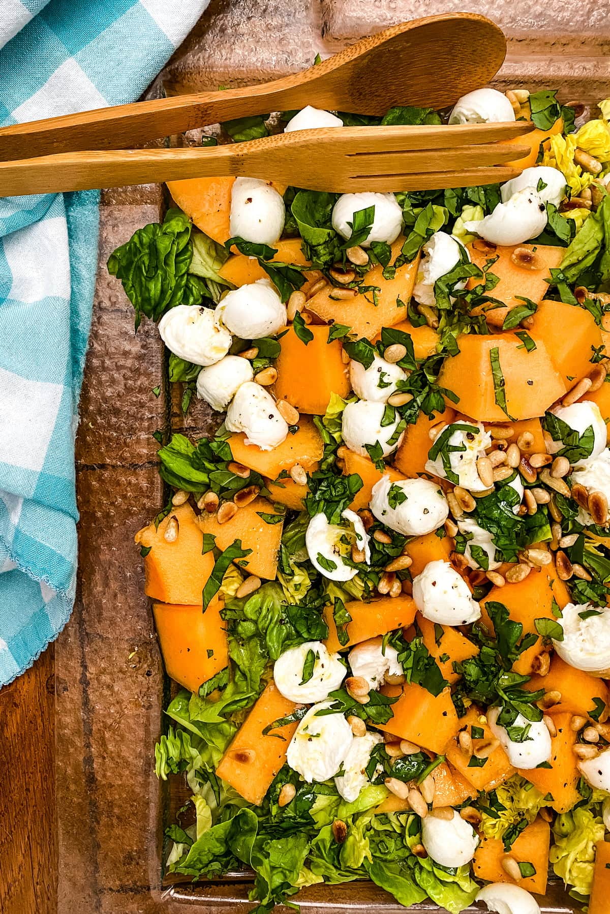 Melon Salad with Fresh Mozzarella and Pine Nuts