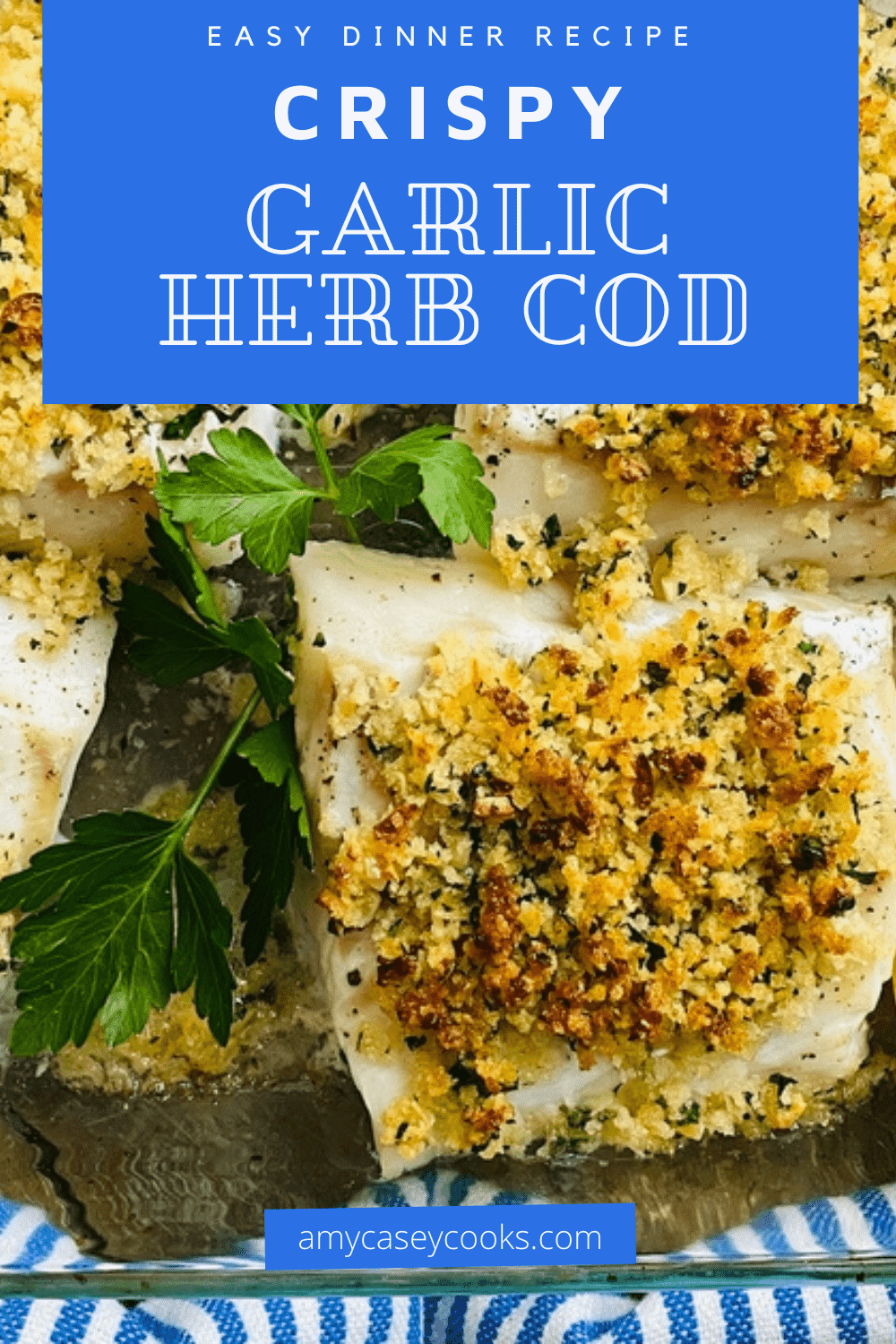 Cod topped with panko and baked.