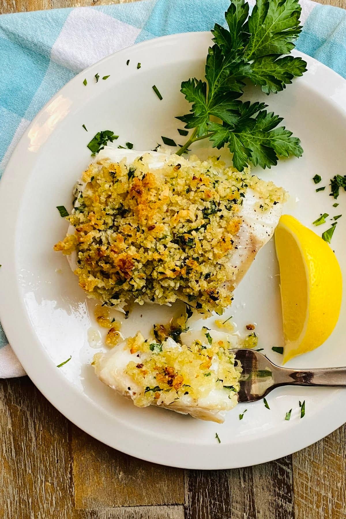 Baked Cod with Crispy Garlic Herb Panko