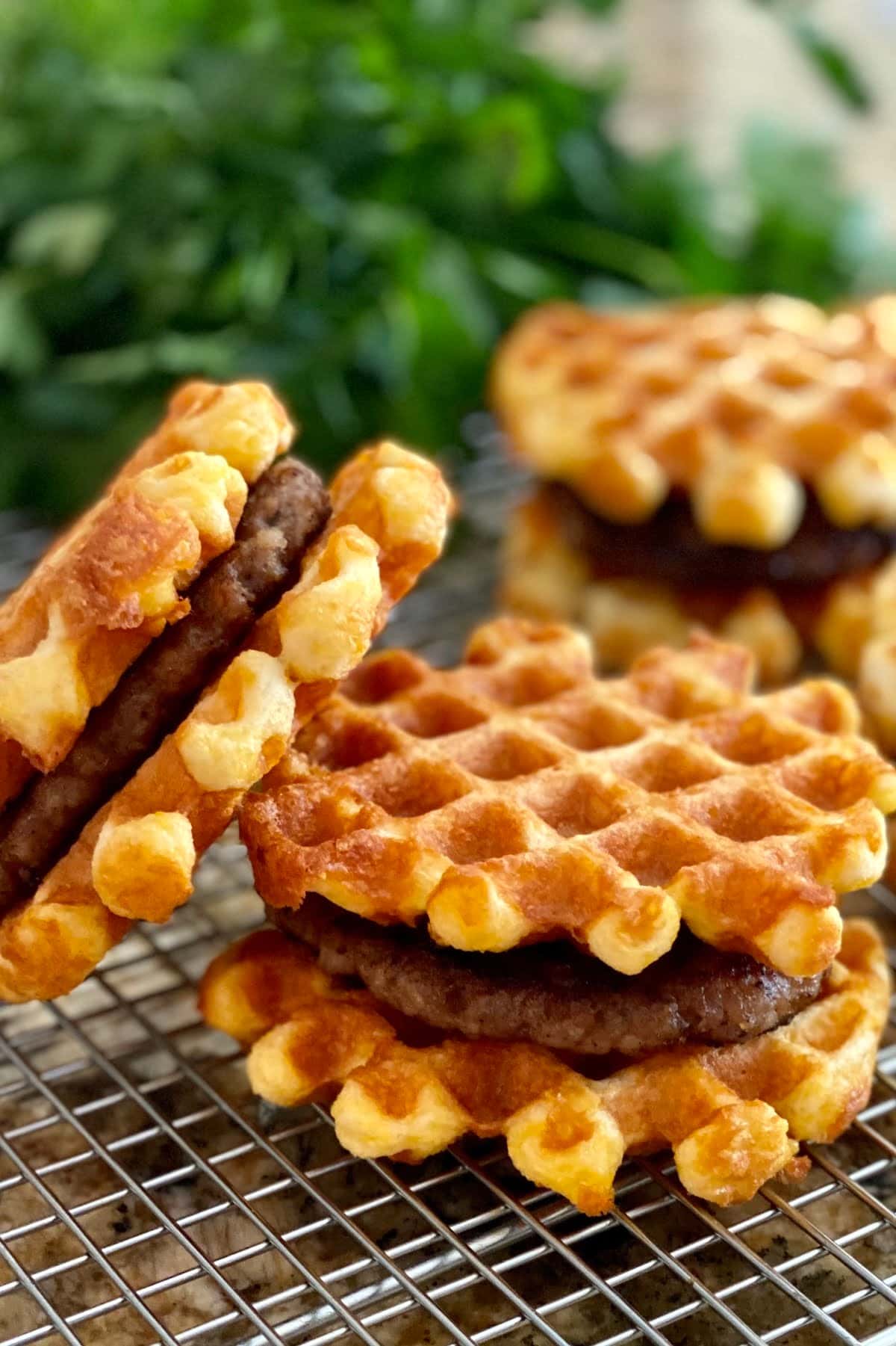 breakfast sandwich with sausage made with chaffle recipe