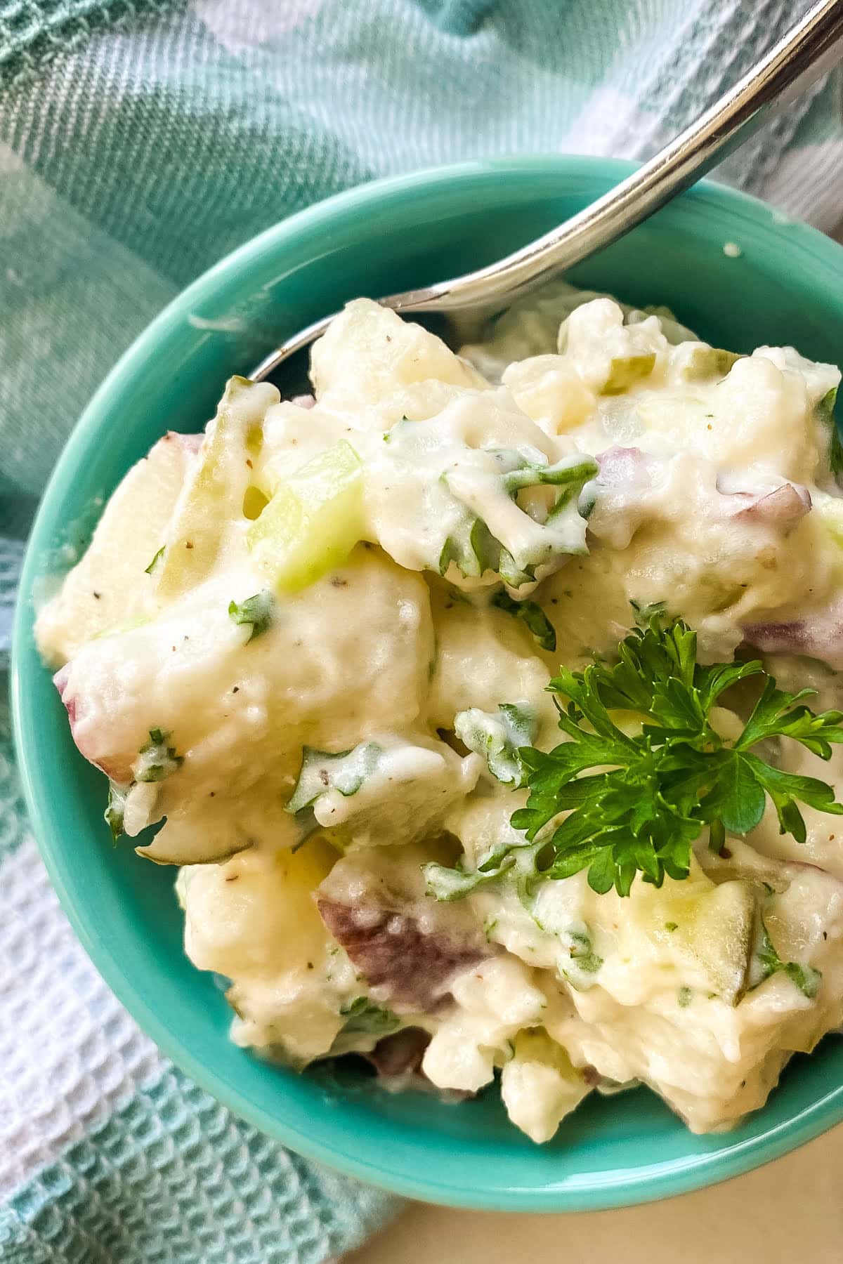 Homestyle Red Potato Salad with Dill Pickles