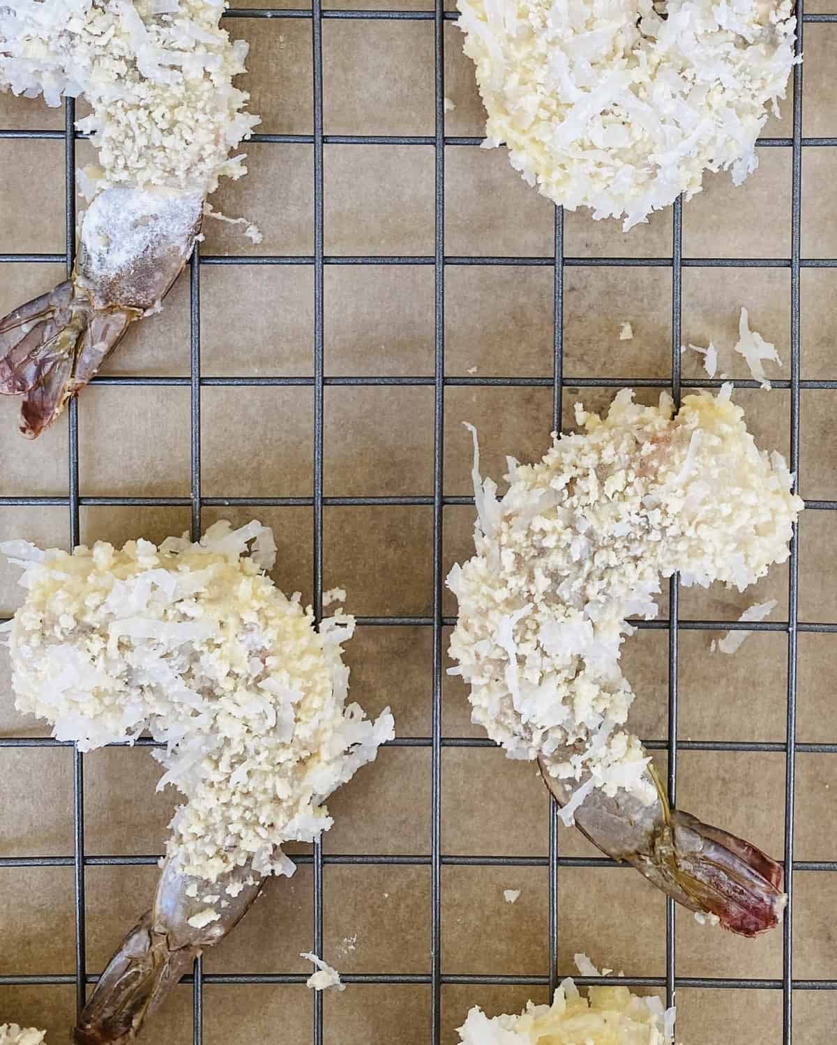raw shrimp coated with coconut