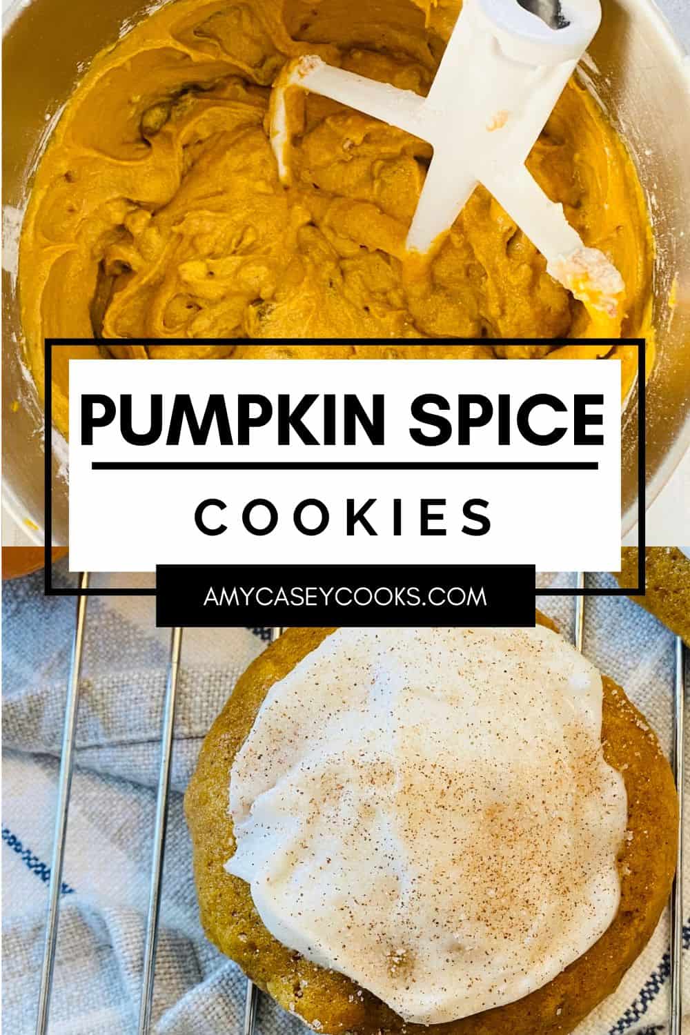 batter for pumpkin cookies and a frosted cookie