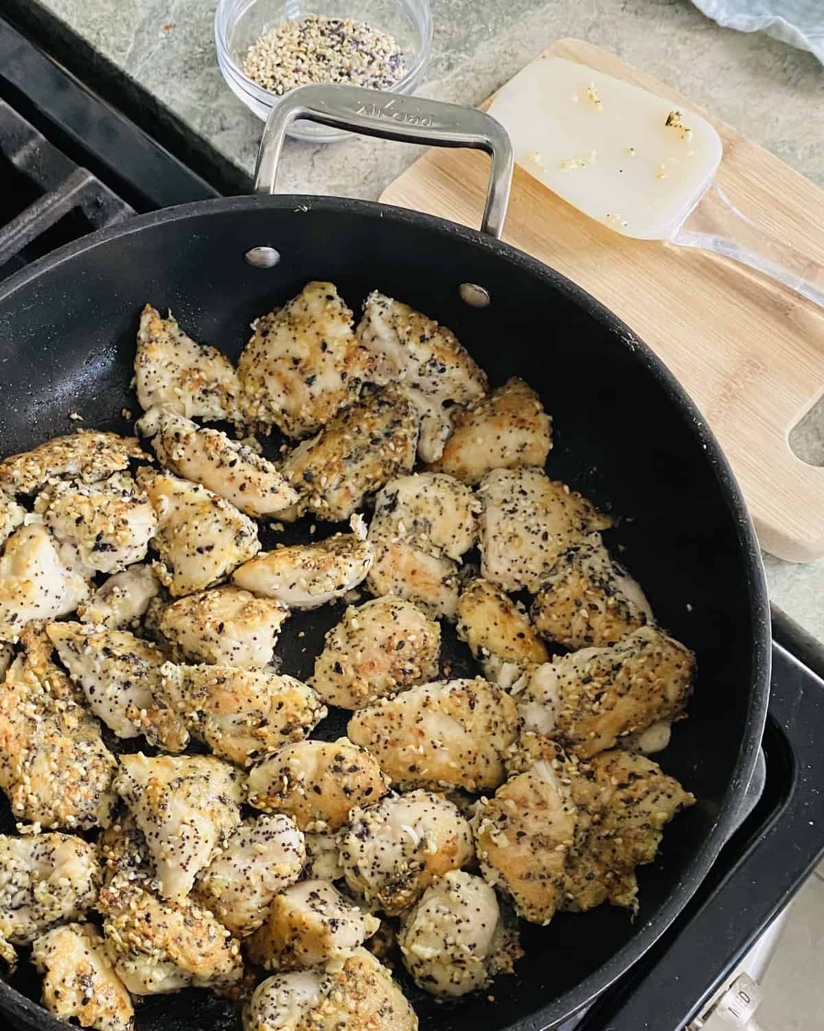 cooking everything but the bagel seasoned chicken
