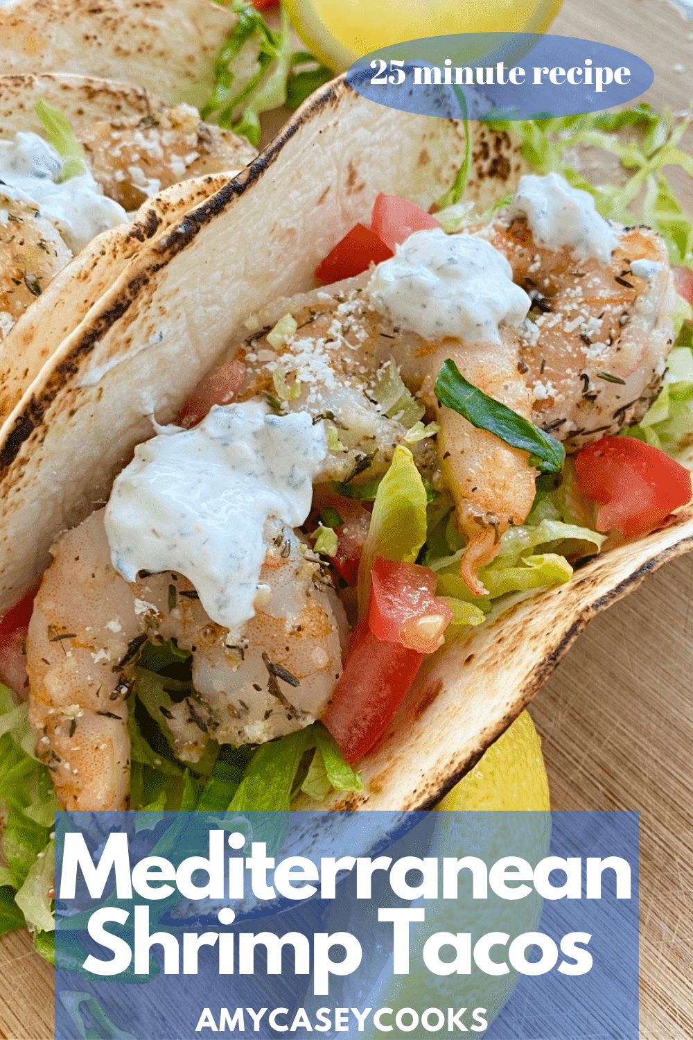A Greek style shrimp tacos with tzatziki sauce.
