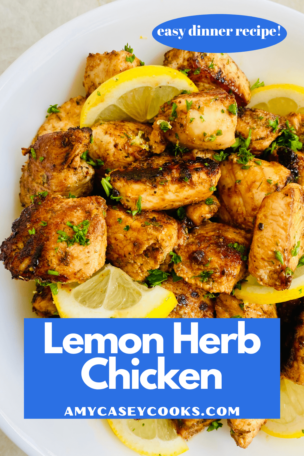 pieces of chicken marinated in lemon and herbs