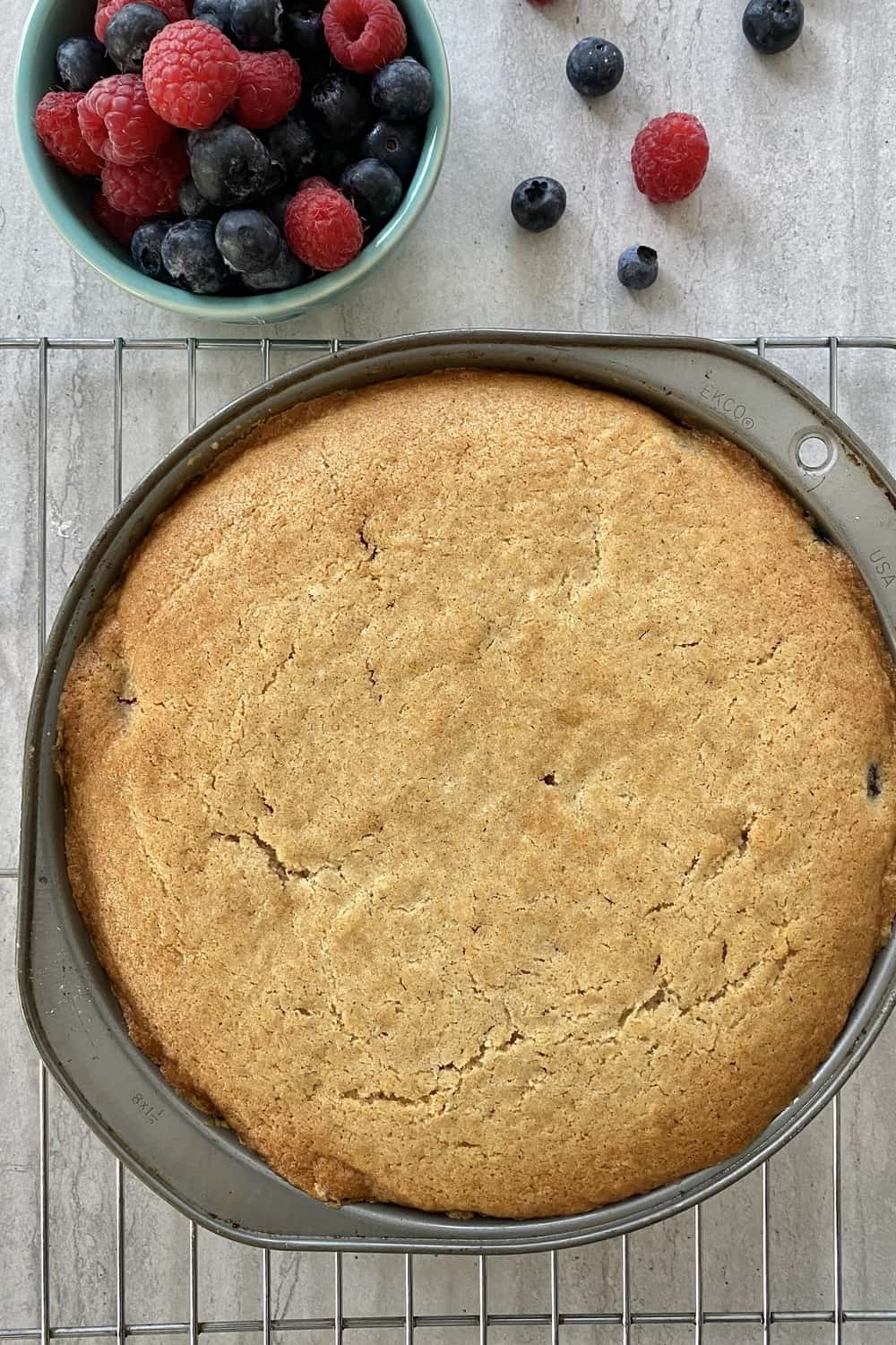 a baked berry upside down cake.