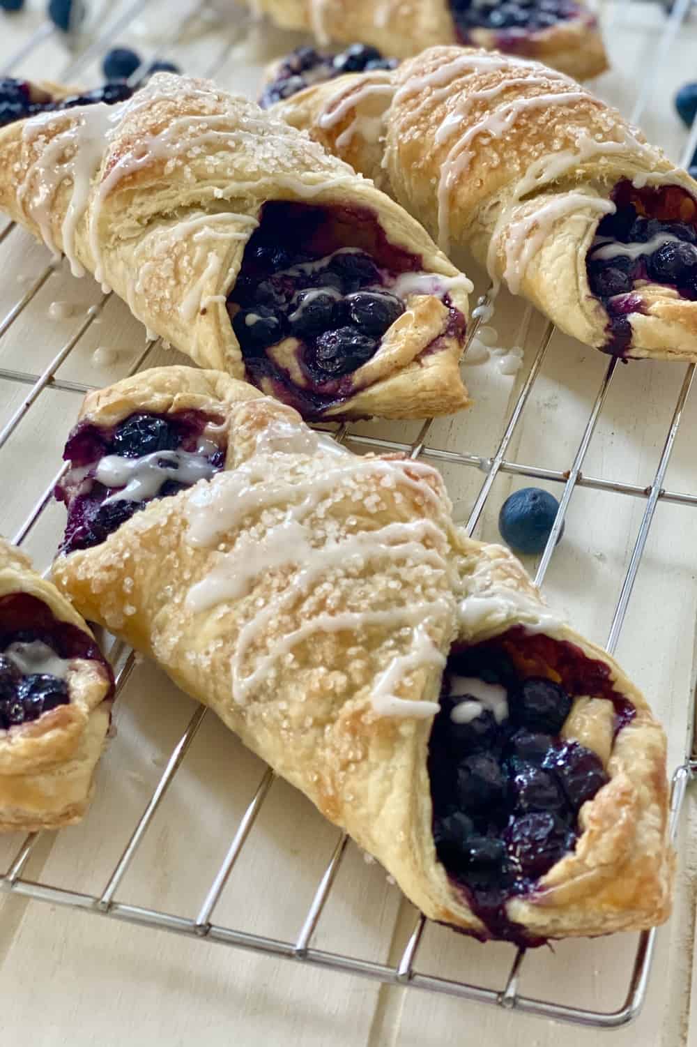 blueberry danish on a cooling rack