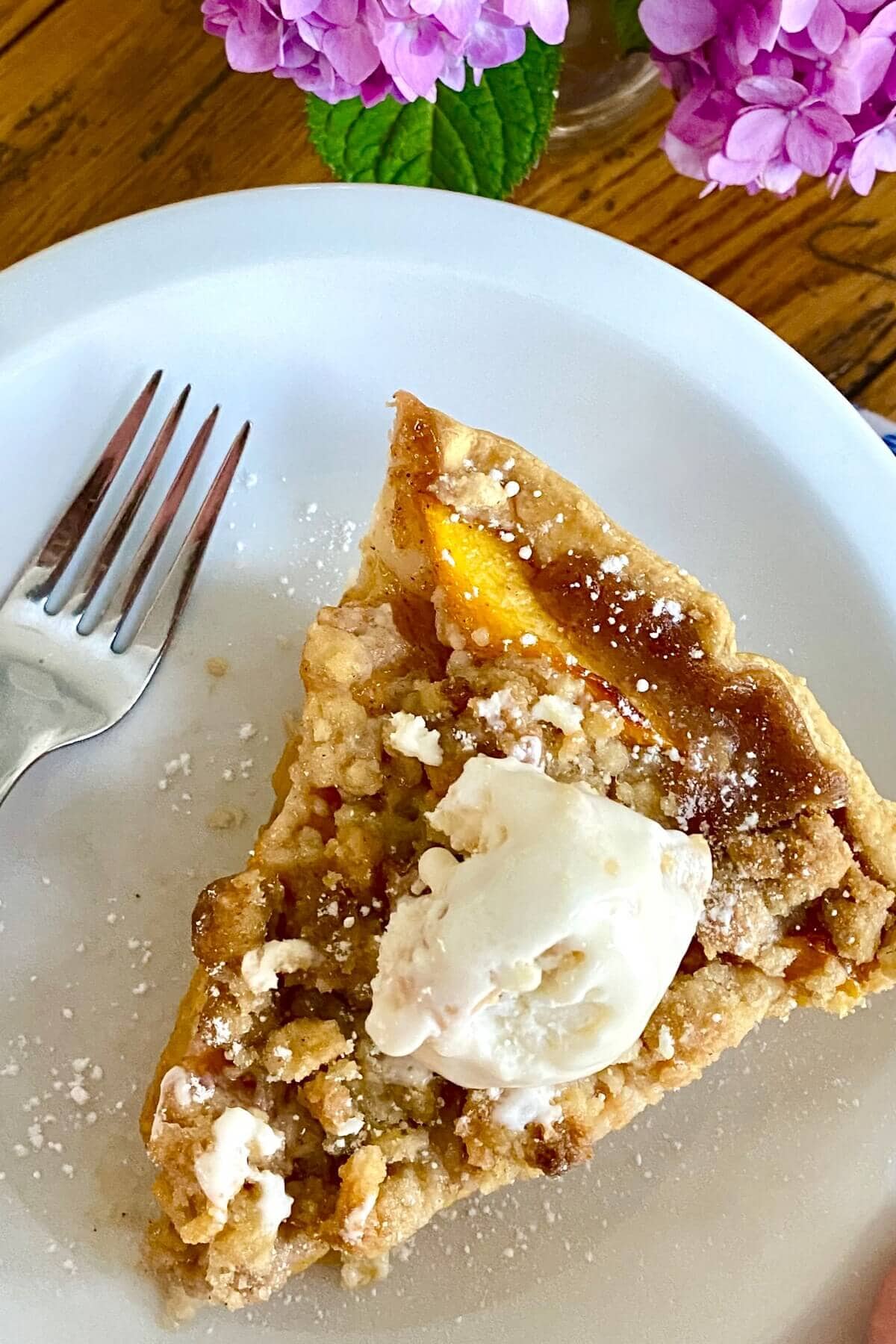 Peach Crumble Pie with Crumb Topping (No Soggy Bottom Crust)