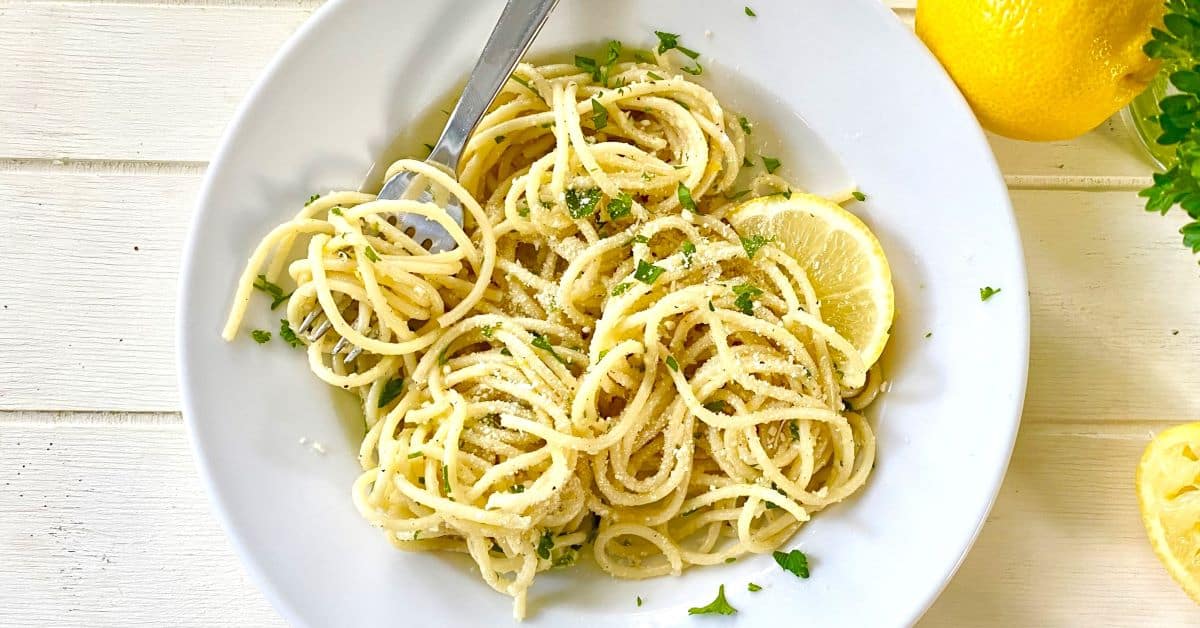 bowl of noodles with Parmesan