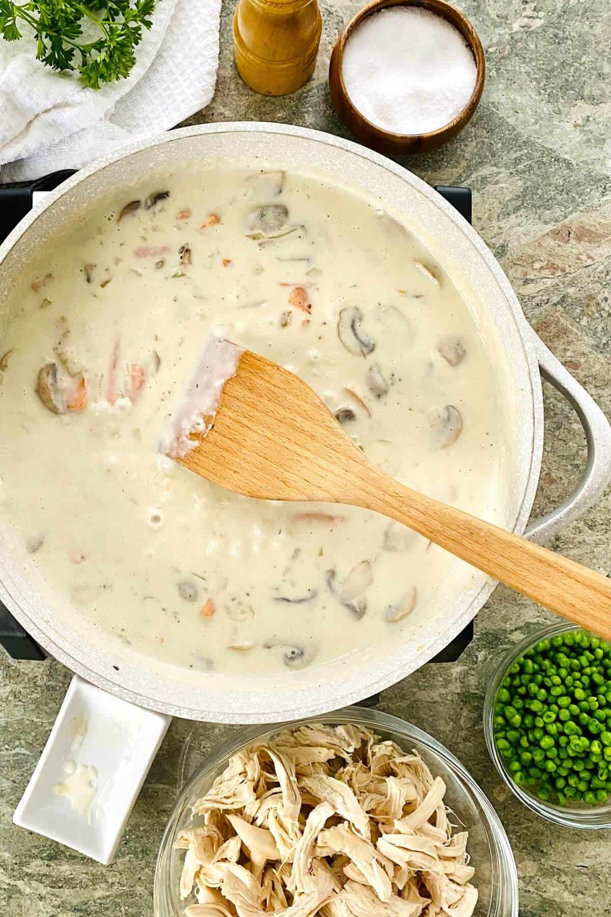pan a creamy sauce for turkey a la king