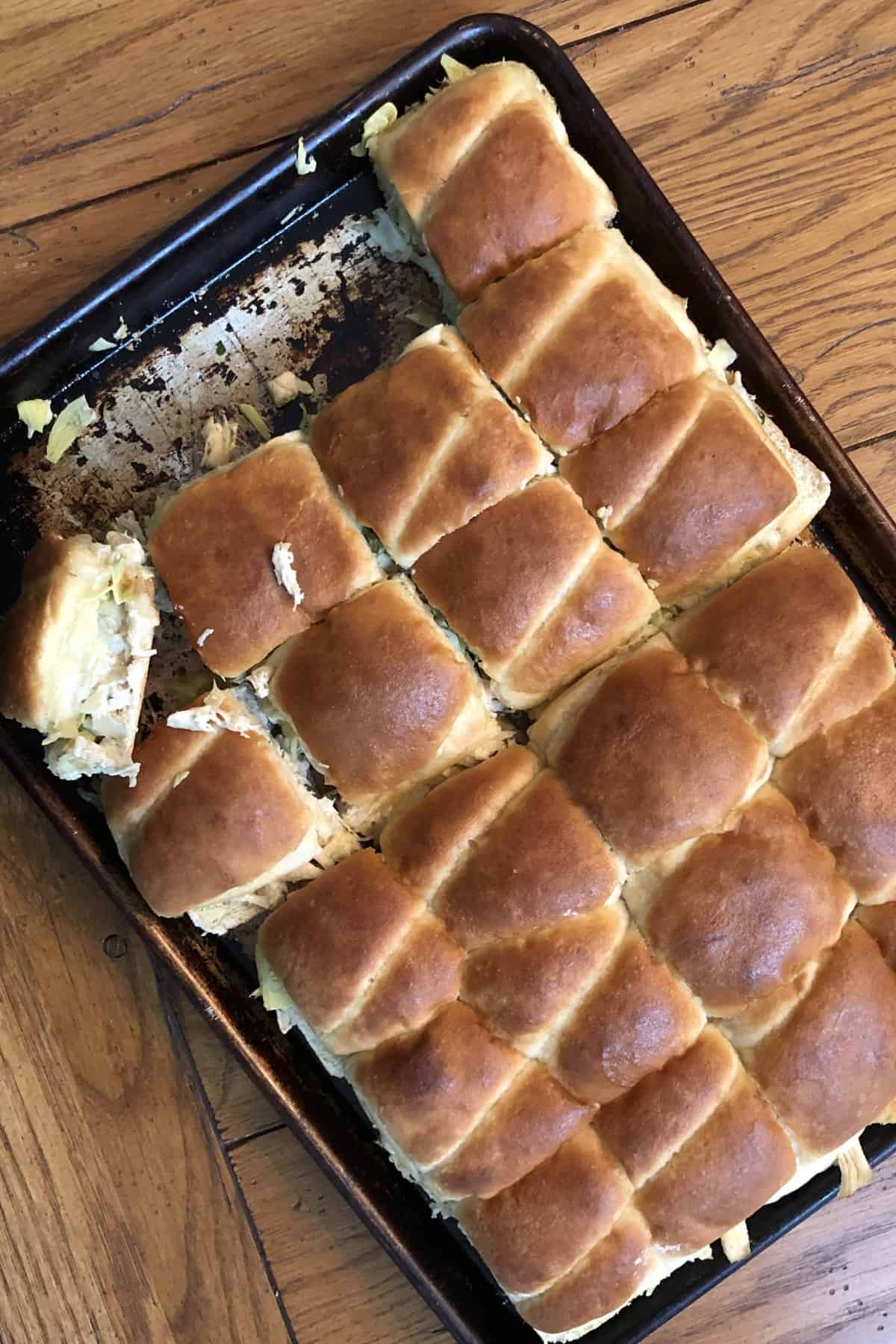 a pan of turkey sliders.