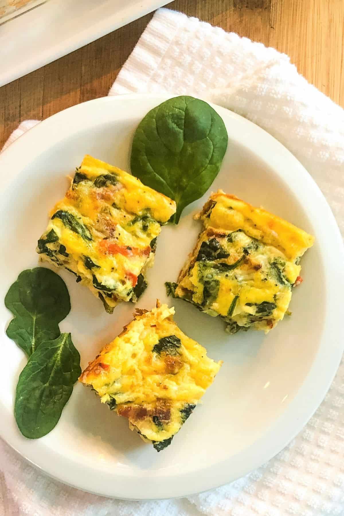 Crustless Spinach and Bacon Quiche Squares Recipe