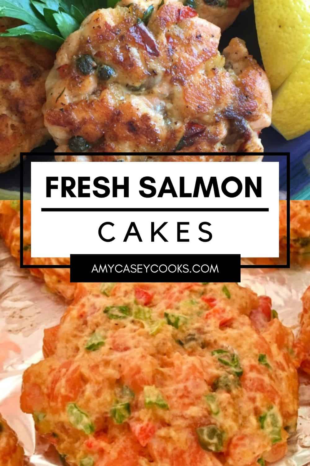 fresh salmon cakes that are cooked and uncooked.