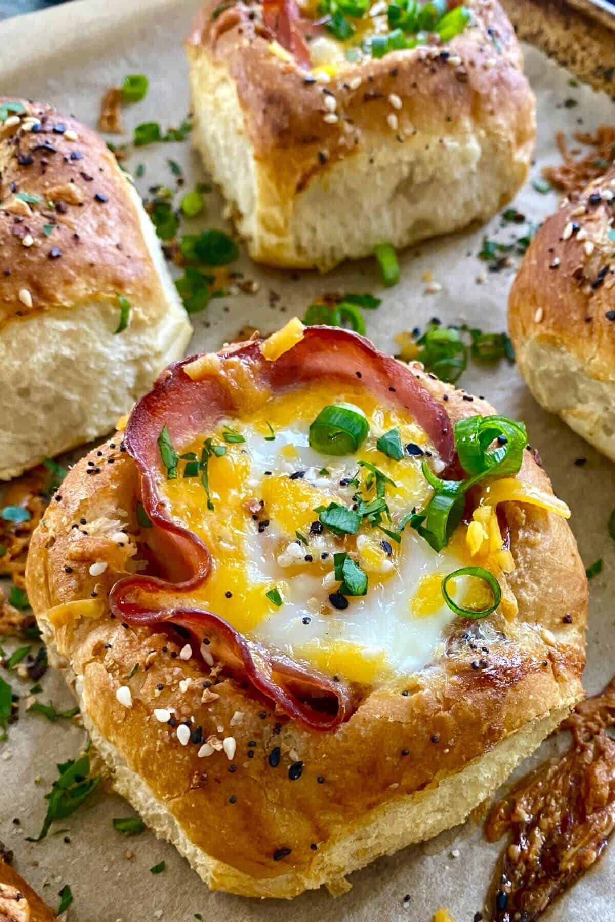 Baked Eggs in Bread Rolls