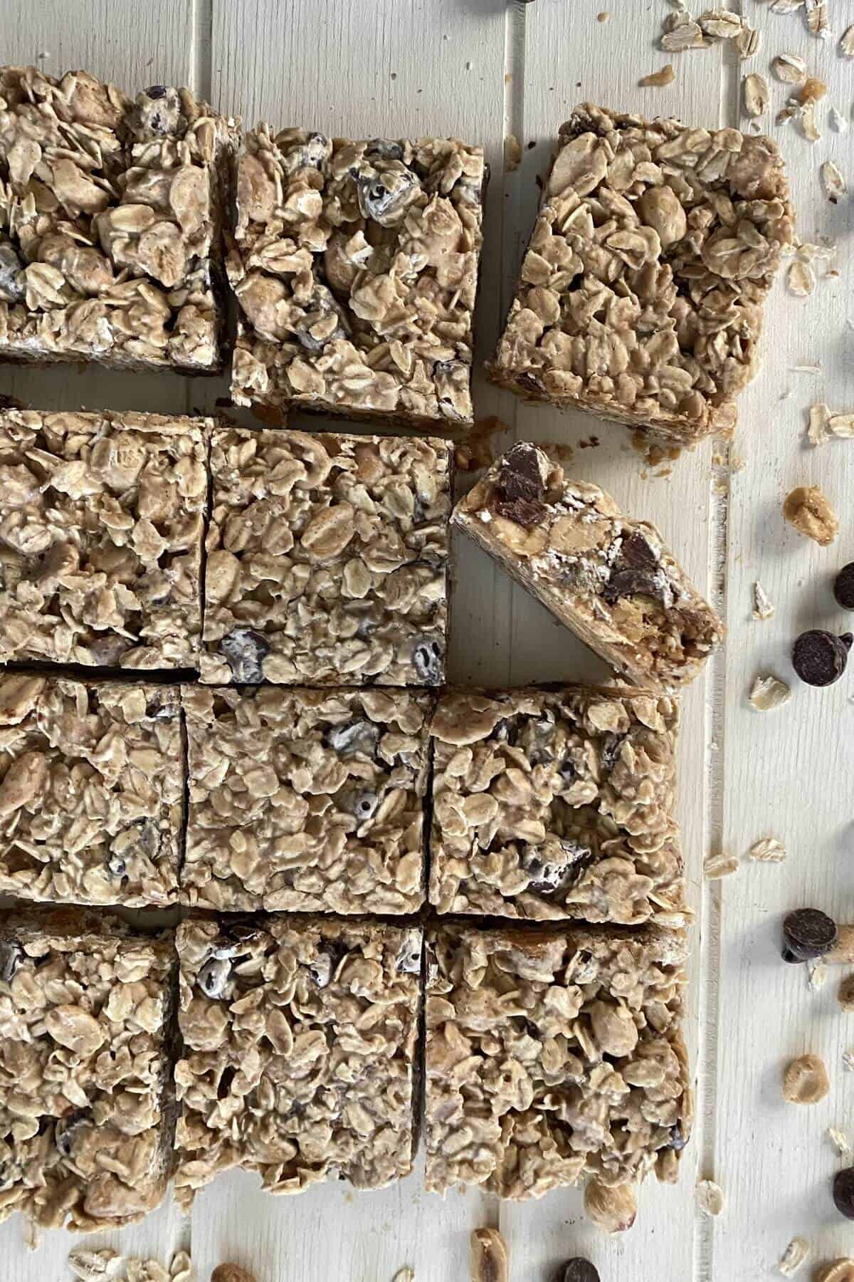 Peanut Butter Oat Bars with Chocolate Chips