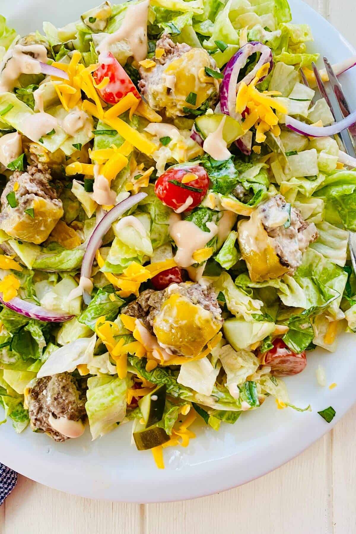 a tossed Big Mac Bowl with special sauce.